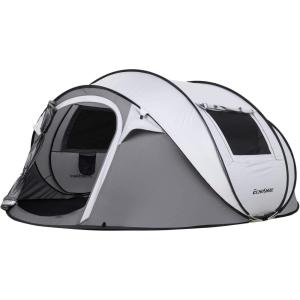 imageEchoSmile Camping Instant Pop Up Tent 246810 Person Water Resistant Dome Easy Setup for Camping Hiking and Outdoor Portable with Carry Bag 3 SeasonWhite  Grey 4 Person