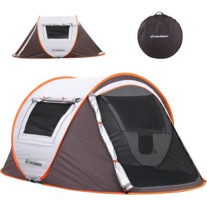 imageEchoSmile Camping Instant Pop Up Tent 246810 Person Water Resistant Dome Easy Setup for Camping Hiking and Outdoor Portable with Carry Bag 3 SeasonWhite  Brown 2 Person