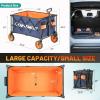 imageEchoSmile Collapsible Foldable Wagon Cart with 350lbs Weight Capacity Heavy Duty Folding Utility Sport Wagon with Removeble Wheels for CampingGroceryGardenBeachBlueampampOrangeBlue Orange