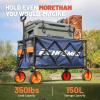 imageEchoSmile Collapsible Foldable Wagon Cart with 350lbs Weight Capacity Heavy Duty Folding Utility Sport Wagon with Removeble Wheels for CampingGroceryGardenBeachBlueampampOrangeBlue Orange