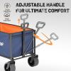 imageEchoSmile Collapsible Folding Wagon Cart with AllTerrain Wide Wheels Heavy Duty Garden Cart with 350lbs CapacityPortable Lightweight Rolling Wagon Cart for Camping Beach Sports ShoppingBlackBlueorange