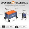 imageEchoSmile Collapsible Folding Wagon Cart with AllTerrain Wide Wheels Heavy Duty Garden Cart with 350lbs CapacityPortable Lightweight Rolling Wagon Cart for Camping Beach Sports ShoppingBlackBlueorange