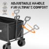 imageEchoSmile Collapsible Folding Wagon Cart with AllTerrain Wide Wheels Heavy Duty Garden Cart with 350lbs CapacityPortable Lightweight Rolling Wagon Cart for Camping Beach Sports ShoppingBlackBlack