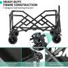 imageEchoSmile Collapsible Folding Wagon Cart with Compact Storage  400LBS Capacity All Terrain Utility Cart for Camping Beach Grocery Gardening  Black Outdoor WagonBlack