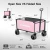 imageEchoSmile Collapsible Wagon Cart for Camping ampamp Beach  Heavy Duty 400lbs Capacity AllTerrain Cart with Wide Wheels Portable Folding Utility Wagon for Grocery Garden SportsBlackPinkgray