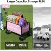imageEchoSmile Collapsible Wagon Cart for Camping ampamp Beach  Heavy Duty 400lbs Capacity AllTerrain Cart with Wide Wheels Portable Folding Utility Wagon for Grocery Garden SportsBlackPinkgray