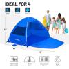 imagePop Up Beach Tent for 4 Person with UPF 50 ProtectionAutomatic Easy Setup Waterproof Beach ShadeLightweight and Portable Beach Tent Sun Shelter  Dark BlueBlue  White