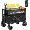 imageEchoSmile Collapsible Foldable Extended Wagon with 500lbs Weight Capacity 300L Folding Utility Wagon Cart with Big AllTerrain Wheels for BeachSportGargenampampGroceryBlackBlackmesh