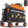 imageEchoSmile Collapsible Foldable Extended Wagon with 500lbs Weight Capacity 300L Folding Utility Wagon Cart with Big AllTerrain Wheels for BeachSportGargenampampGroceryBlackBlack  Orange