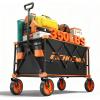 imageEchoSmile Collapsible Foldable Wagon Cart with 350lbs Weight Capacity Heavy Duty Folding Utility Sport Wagon with Removeble Wheels for CampingGroceryGardenBeachBlueampampOrangeBlack Orange