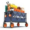 imageEchoSmile Collapsible Foldable Wagon Cart with 350lbs Weight Capacity Heavy Duty Folding Utility Sport Wagon with Removeble Wheels for CampingGroceryGardenBeachBlueampampOrangeBlue Orange