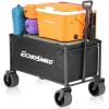 imageEchoSmile Collapsible Folding Wagon Cart with AllTerrain Wide Wheels Heavy Duty Garden Cart with 350lbs CapacityPortable Lightweight Rolling Wagon Cart for Camping Beach Sports ShoppingBlackBlack