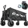 imageEchoSmile Collapsible Folding Wagon Cart with Compact Storage  400LBS Capacity All Terrain Utility Cart for Camping Beach Grocery Gardening  Black Outdoor WagonBlack