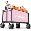 imageEchoSmile Collapsible Wagon Cart for Camping ampamp Beach  Heavy Duty 400lbs Capacity AllTerrain Cart with Wide Wheels Portable Folding Utility Wagon for Grocery Garden SportsBlackPinkgray