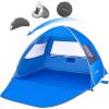 imagePop Up Beach Tent for 4 Person with UPF 50 ProtectionAutomatic Easy Setup Waterproof Beach ShadeLightweight and Portable Beach Tent Sun Shelter  Dark BlueBlue  White