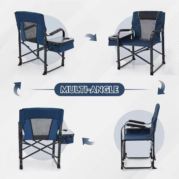 ALPHA CAMP Oversized Folding Director Chair Outdoor Heavy Duty Camping Chair with Side Table and Cooler Bag for Picnic Hiking Fishing Supports 350LBS