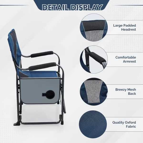 ALPHA CAMP Oversized Folding Director Chair Outdoor Heavy Duty Camping Chair with Side Table and Cooler Bag for Picnic Hiking Fishing Supports 350LBS