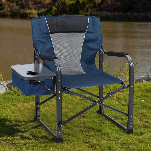 ALPHA CAMP Oversized Folding Director Chair Outdoor Heavy Duty Camping Chair with Side Table and Cooler Bag for Picnic Hiking Fishing Supports 350LBS