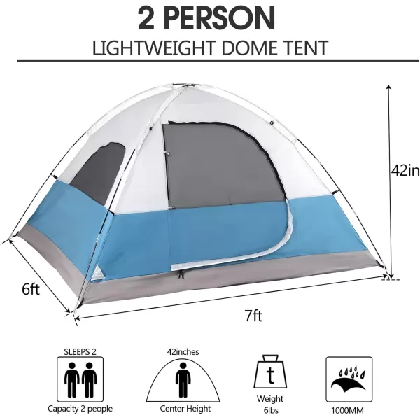 LETS CAMP 2 Person Backpacking TentPortable Lightweight Waterproof Windproof Easy Setup Backpacking TentGreat for Camping Hiking Mountaineeringblue