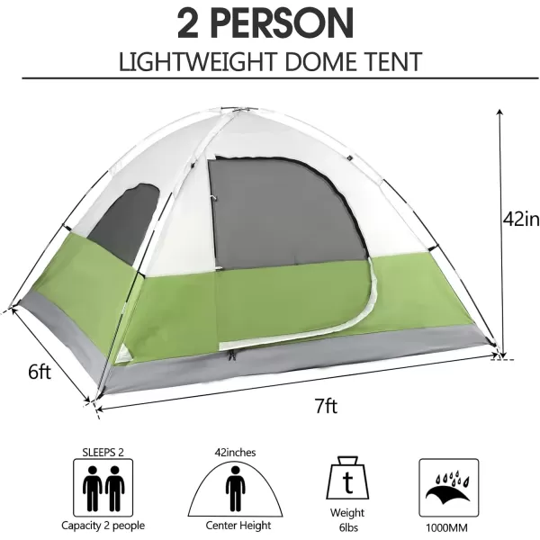 LETS CAMP 2 Person Backpacking TentPortable Lightweight Waterproof Windproof Easy Setup Backpacking TentGreat for Camping Hiking Mountaineeringgreen