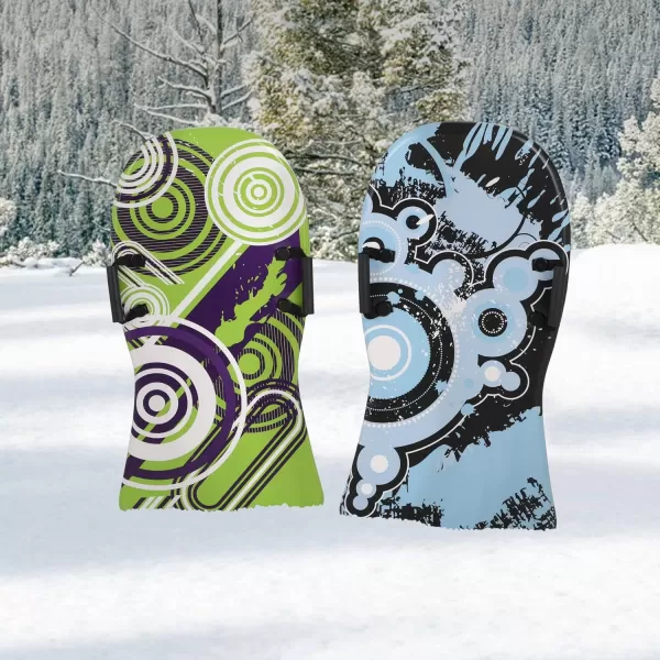 LETS CAMP 36quot  47quot Snow Sled Board 2Pack Superior Foam Recreational Snow Sleds for Adults Ultimate Snowboard with Handles and Pull Rope for Winter FunBlue Green 36