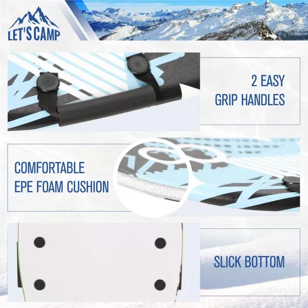 LETS CAMP 36quot  47quot Snow Sled Board 2Pack Superior Foam Recreational Snow Sleds for Adults Ultimate Snowboard with Handles and Pull Rope for Winter FunBlue Green 36