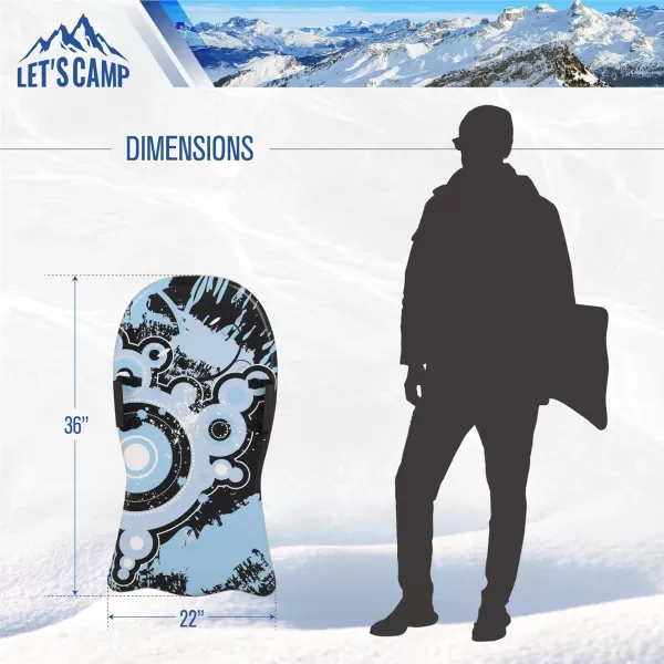 LETS CAMP 36quot  47quot Snow Sled Board 2Pack Superior Foam Recreational Snow Sleds for Adults Ultimate Snowboard with Handles and Pull Rope for Winter FunBlue Green 36