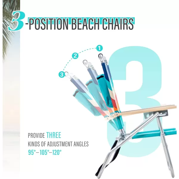 LETS CAMP Backpack Beach Chairs Lightweight Folding 3 Position Portable Camping Chairs with Wooden Armrests Set of 2Blue