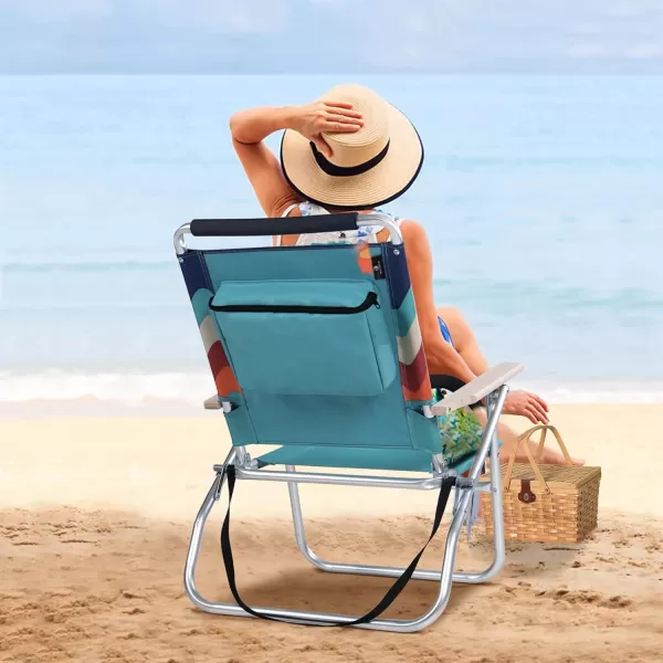LETS CAMP Backpack Beach Chairs Lightweight Folding 3 Position Portable Camping Chairs with Wooden Armrests Set of 2Blue