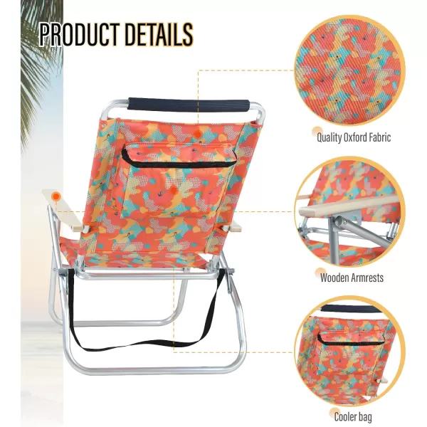 LETS CAMP Backpack Beach Chairs Lightweight Folding 3 Position Portable Camping Chairs with Wooden Armrests Set of 2Camo