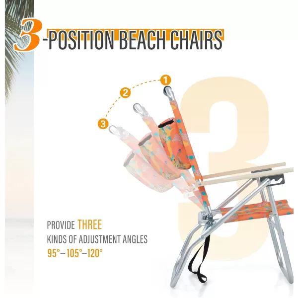LETS CAMP Backpack Beach Chairs Lightweight Folding 3 Position Portable Camping Chairs with Wooden Armrests Set of 2Camo