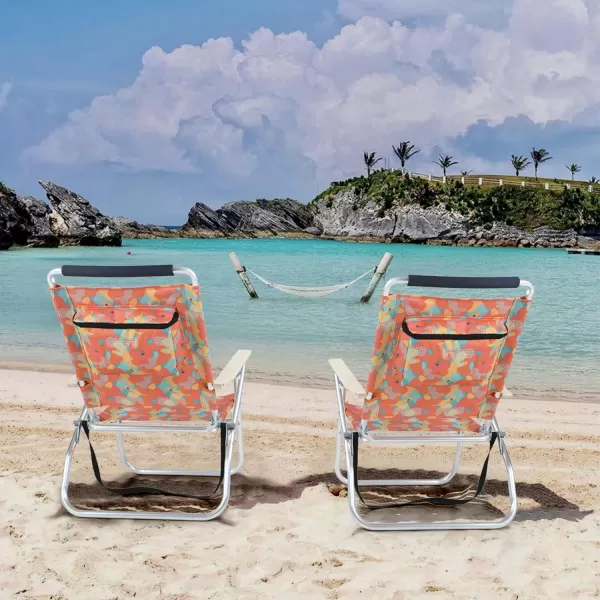 LETS CAMP Backpack Beach Chairs Lightweight Folding 3 Position Portable Camping Chairs with Wooden Armrests Set of 2Camo