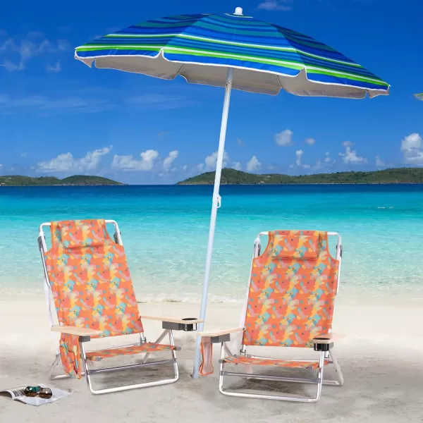 LETS CAMP Backpack Beach Chairs Lightweight Folding 3 Position Portable Camping Chairs with Wooden Armrests Set of 2Camo