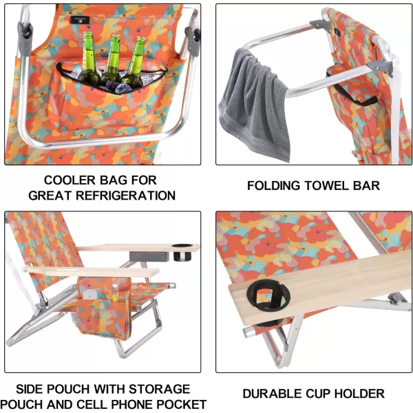 LETS CAMP Backpack Beach Chairs Lightweight Folding 3 Position Portable Camping Chairs with Wooden Armrests Set of 2Camo