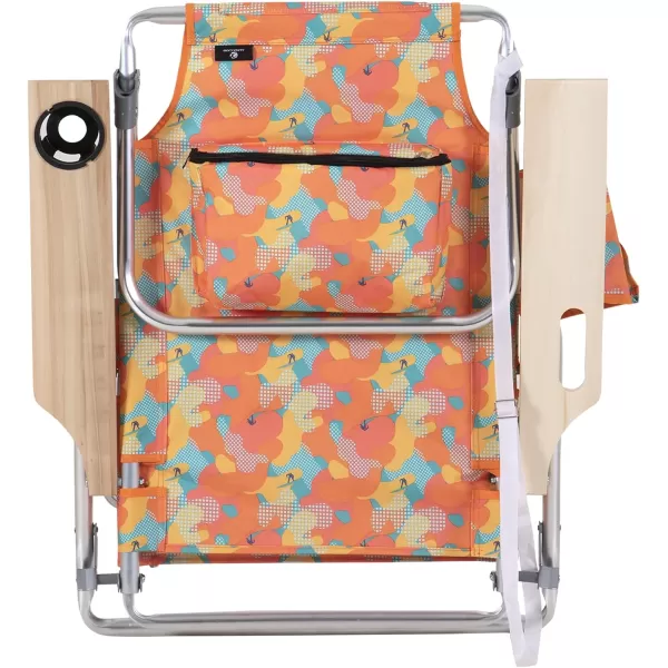 LETS CAMP Backpack Beach Chairs Lightweight Folding 3 Position Portable Camping Chairs with Wooden Armrests Set of 2Camo