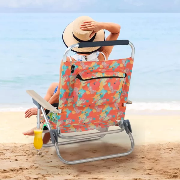 LETS CAMP Backpack Beach Chairs Lightweight Folding 3 Position Portable Camping Chairs with Wooden Armrests Set of 2Camo