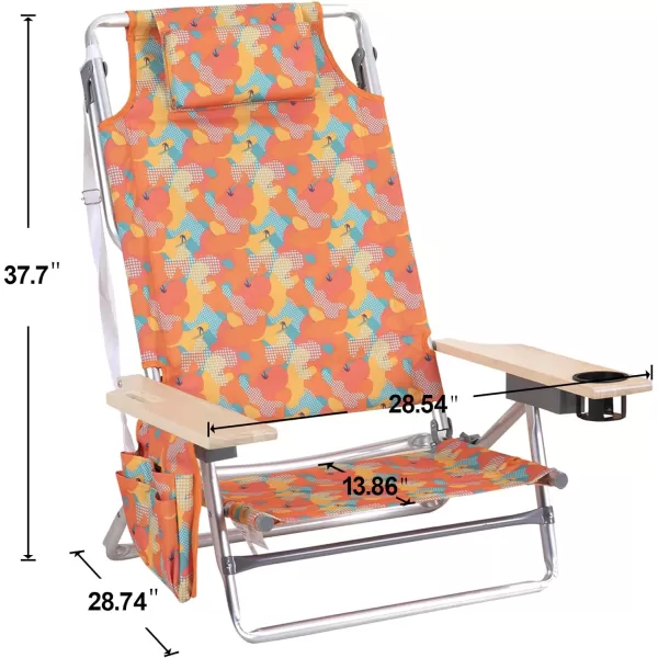 LETS CAMP Backpack Beach Chairs Lightweight Folding 3 Position Portable Camping Chairs with Wooden Armrests Set of 2Camo