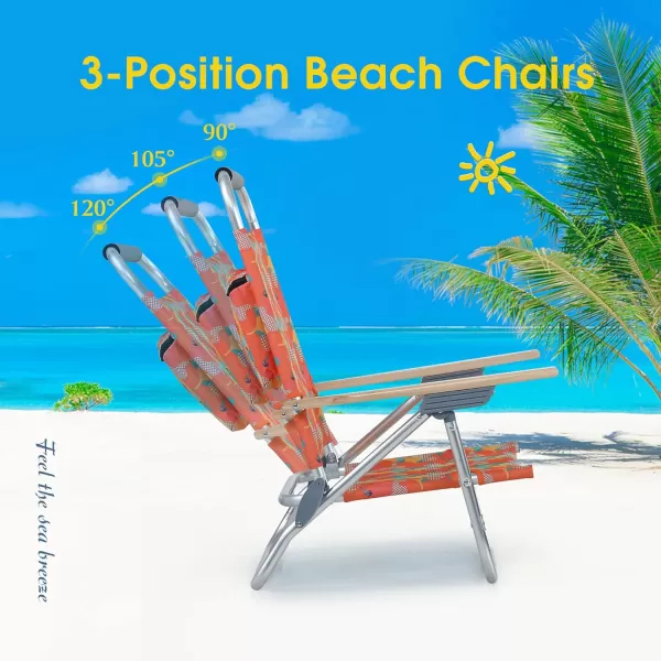 LETS CAMP Backpack Beach Chairs Lightweight Folding 3 Position Portable Camping Chairs with Wooden Armrests Set of 2Camo