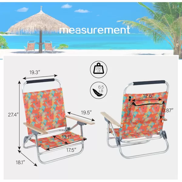 LETS CAMP Backpack Beach Chairs Lightweight Folding 3 Position Portable Camping Chairs with Wooden Armrests Set of 2Camo