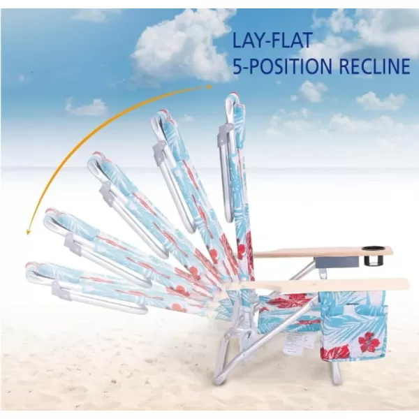 LETS CAMP Backpack Beach Chairs Lightweight Folding 3 Position Portable Camping Chairs with Wooden Armrests Set of 2Sky Blue