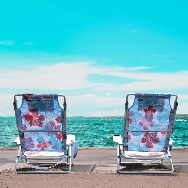 LETS CAMP Backpack Beach Chairs Lightweight Folding 3 Position Portable Camping Chairs with Wooden Armrests Set of 2Sky Blue