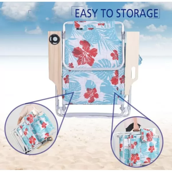 LETS CAMP Backpack Beach Chairs Lightweight Folding 3 Position Portable Camping Chairs with Wooden Armrests Set of 2Sky Blue