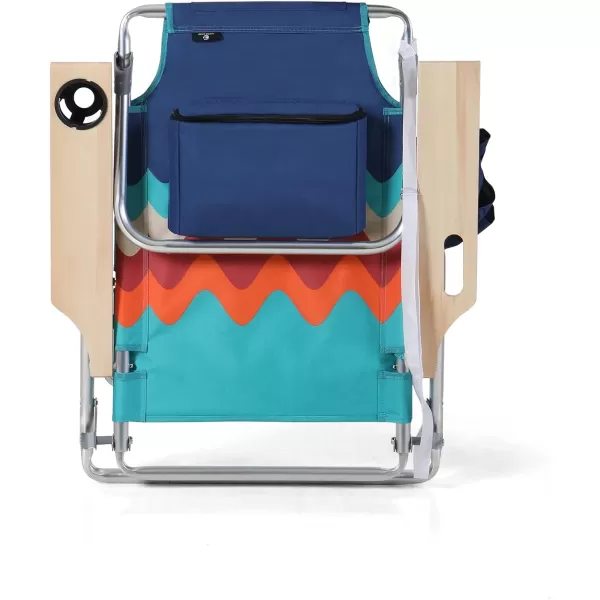 LETS CAMP Backpack Beach Chairs Lightweight Folding 3 Position Portable Camping Chairs with Wooden Armrests Set of 2Wave