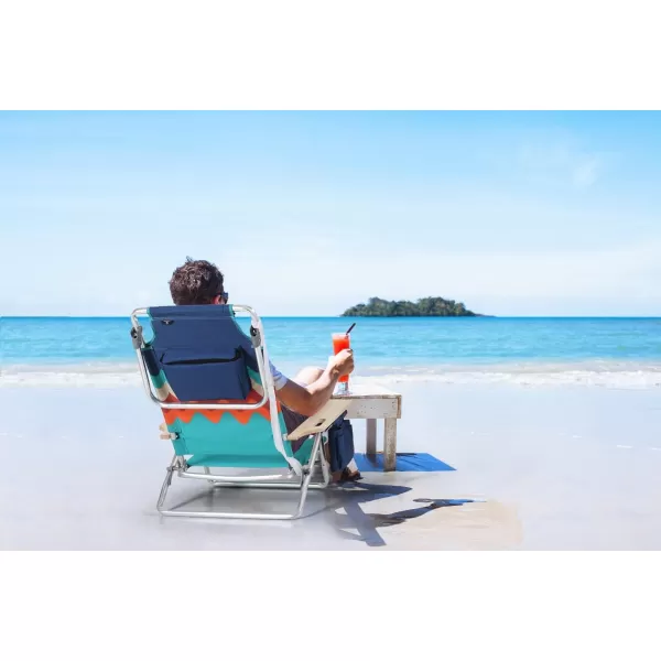LETS CAMP Backpack Beach Chairs Lightweight Folding 3 Position Portable Camping Chairs with Wooden Armrests Set of 2Wave
