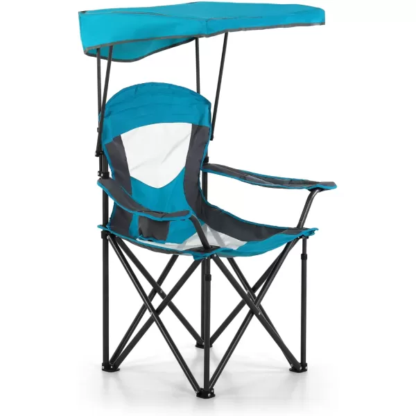 LETS CAMP Camp Chair with Shade Canopy Folding Camping Chair with Cup Holder and Carry Bag for Outdoor Camping Hiking Beach Heavy Duty 350 LBSBaby Blue