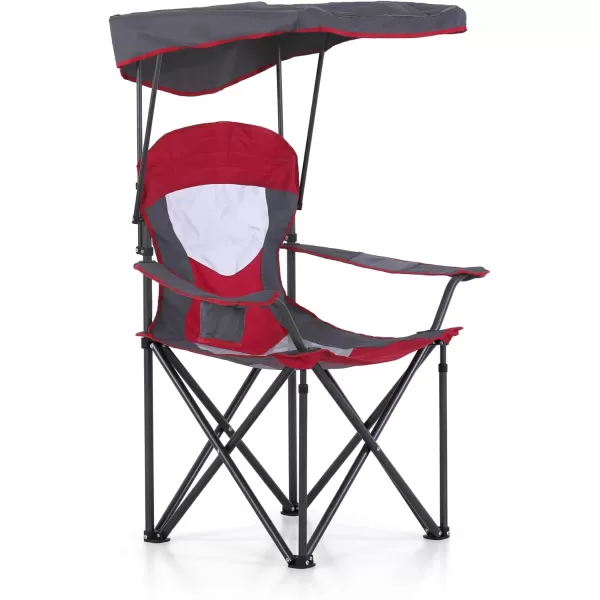 LETS CAMP Camp Chair with Shade Canopy Folding Camping Chair with Cup Holder and Carry Bag for Outdoor Camping Hiking Beach Heavy Duty 350 LBSRed