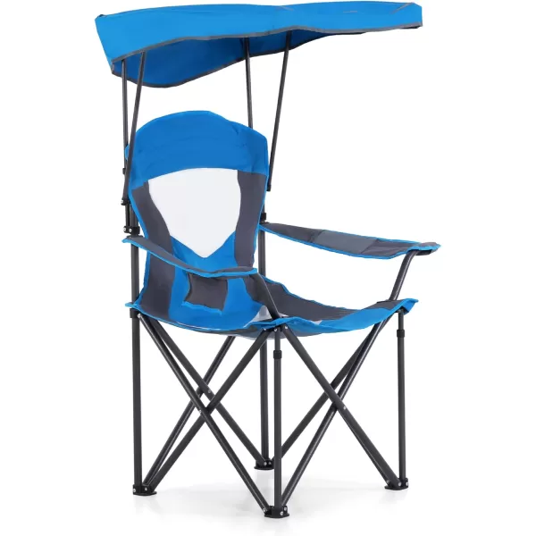 LETS CAMP Camp Chair with Shade Canopy Folding Camping Chair with Cup Holder and Carry Bag for Outdoor Camping Hiking Beach Heavy Duty 350 LBSRoyal Blue