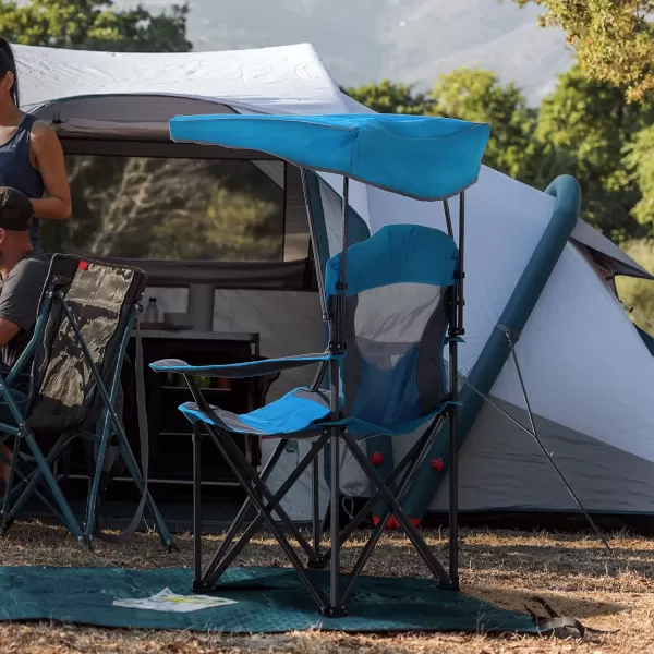 LETS CAMP Camp Chair with Shade Canopy Folding Camping Chair with Cup Holder and Carry Bag for Outdoor Camping Hiking Beach Heavy Duty 350 LBSRoyal Blue