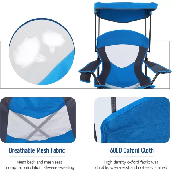 LETS CAMP Camp Chair with Shade Canopy Folding Camping Chair with Cup Holder and Carry Bag for Outdoor Camping Hiking Beach Heavy Duty 350 LBSRoyal Blue