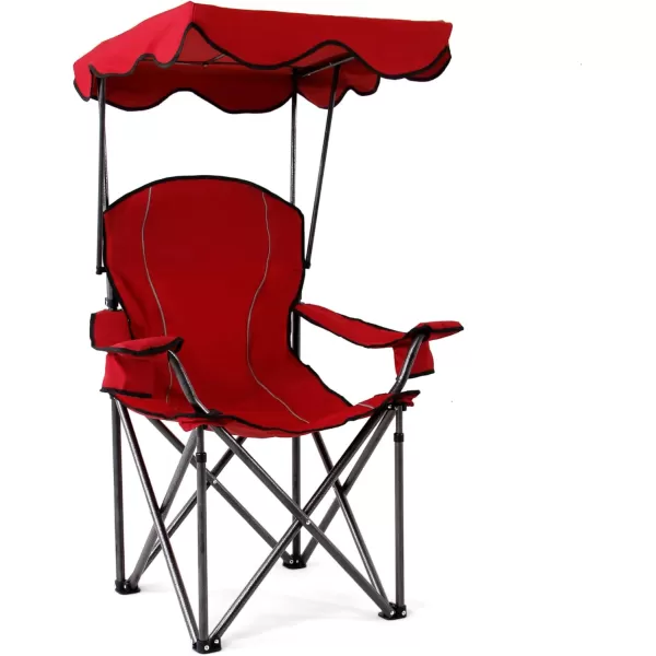 LETS CAMP Camp Chair with Shade Canopy Folding Camping Recliner Chair with Carry Bag for Outdoor Camping Hiking Beach Heavy Duty 350 LBSRed